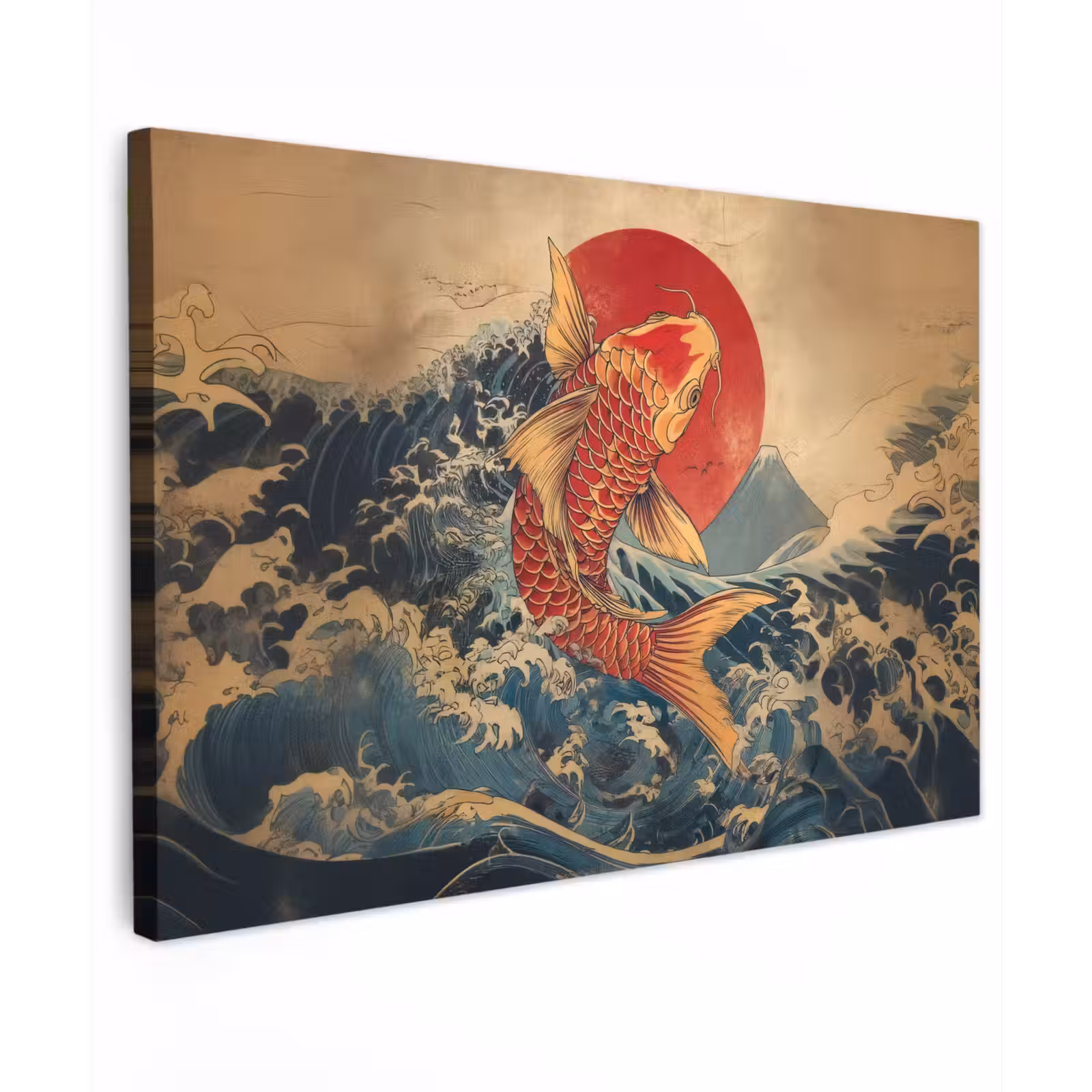 Canvas schilderij - Koi - Zee - Golven - Zon — 1
