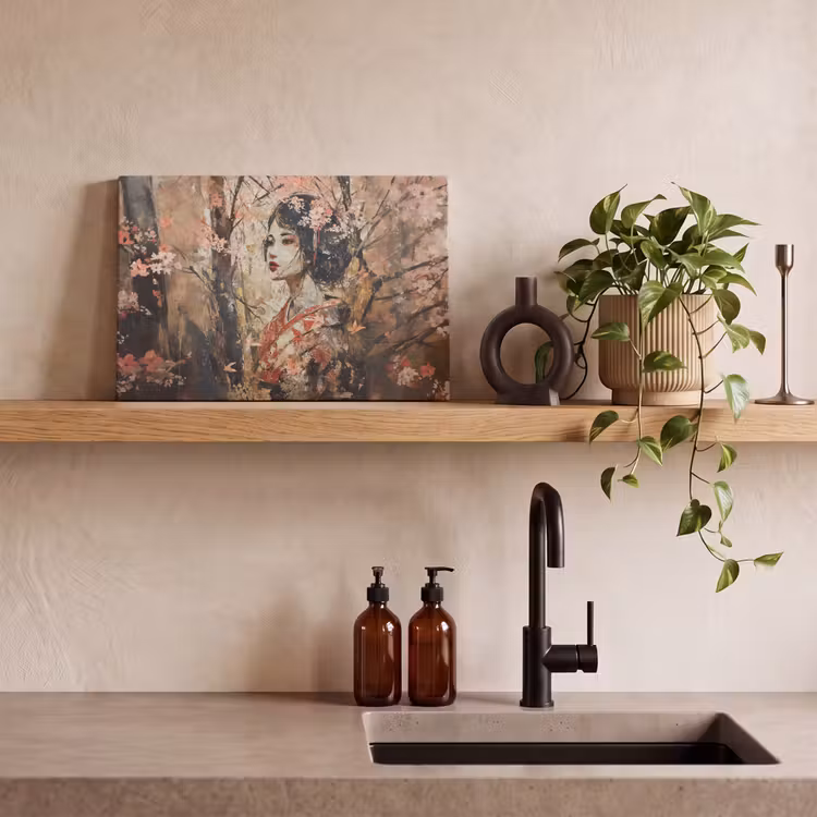 Canvas schilderij - Kimono - Vrouw - kersenbomen — 3
