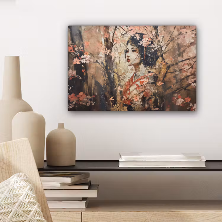 Canvas schilderij - Kimono - Vrouw - kersenbomen — 5