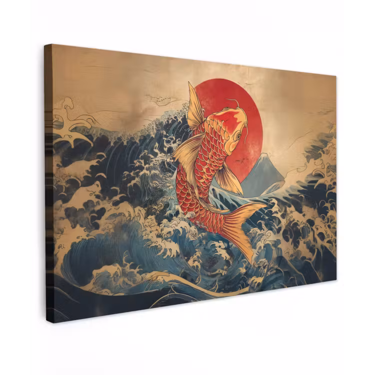 Canvas schilderij - Koi - Zee - Golven - Zon — 1