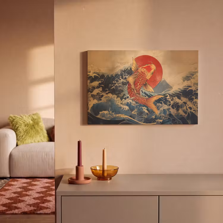 Canvas schilderij - Koi - Zee - Golven - Zon — 2