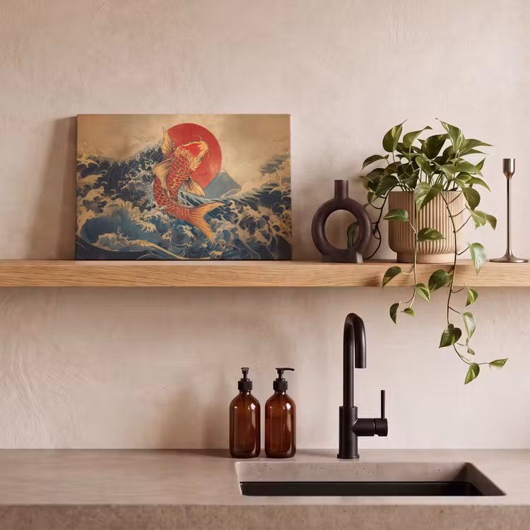 Canvas schilderij - Koi - Zee - Golven - Zon — 3
