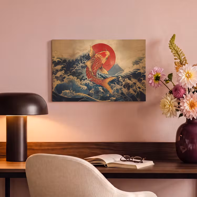 Canvas schilderij - Koi - Zee - Golven - Zon — 4
