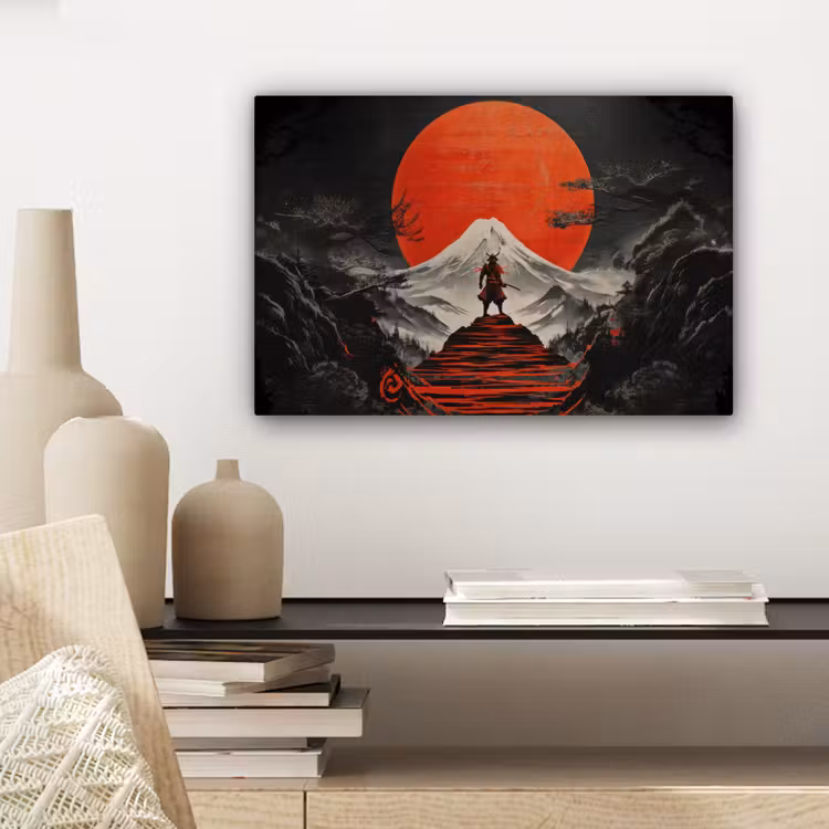 Canvas schilderij - Krijger - Rode trappen - Zon - Berg — 5