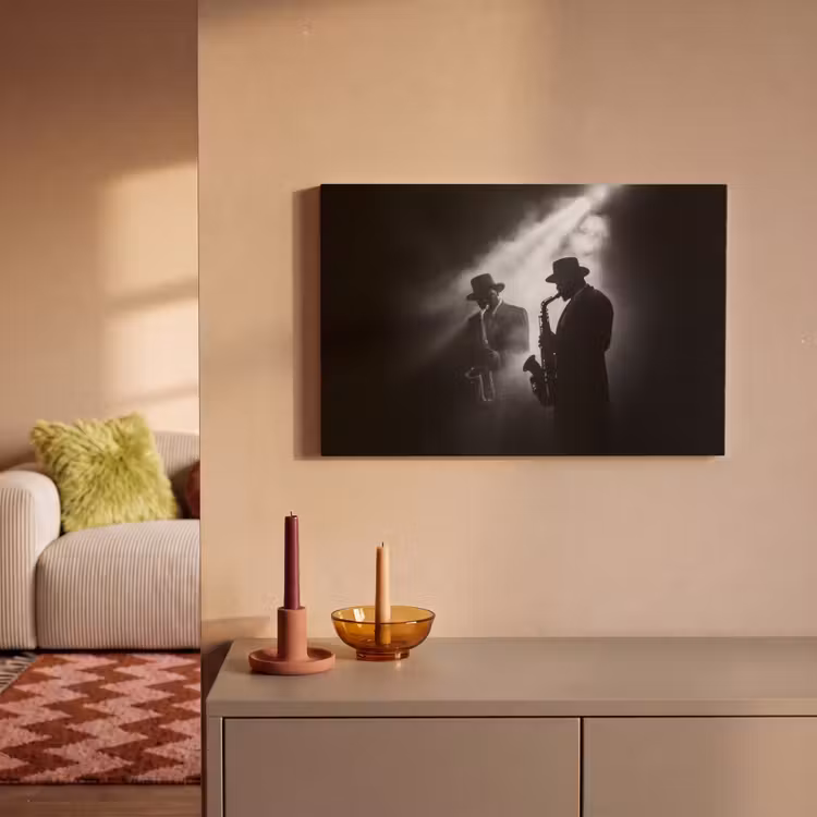 Canvas schilderij - Saxofonisten - Hoeden - Rook - Licht — 2