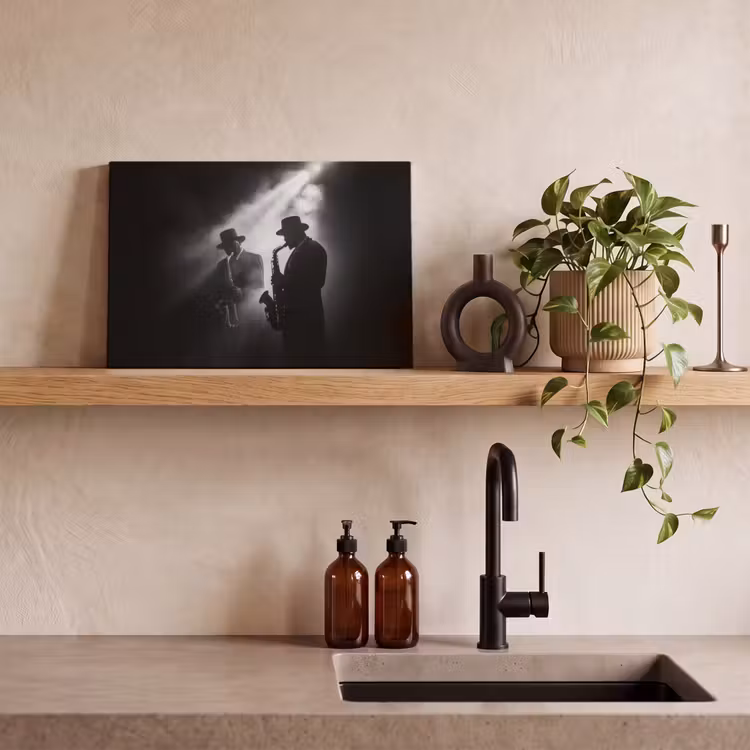 Canvas schilderij - Saxofonisten - Hoeden - Rook - Licht — 3