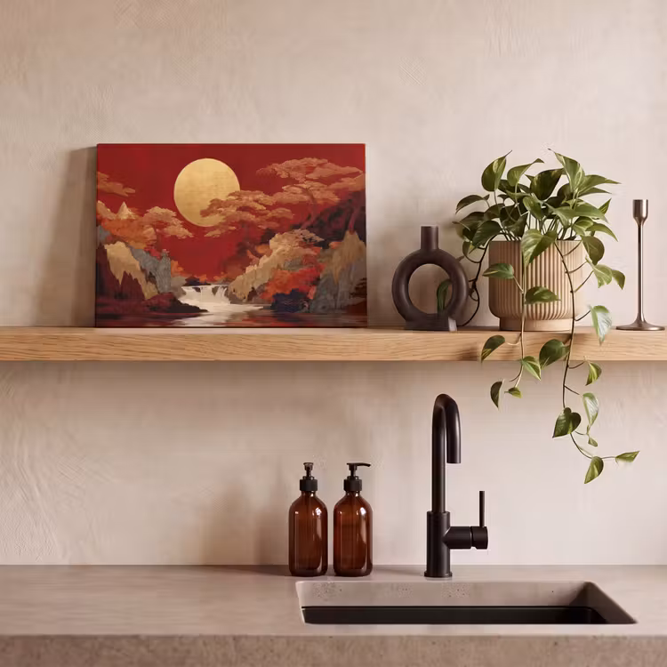 Canvas schilderij - Volle maan - Landschap - Waterval — 3