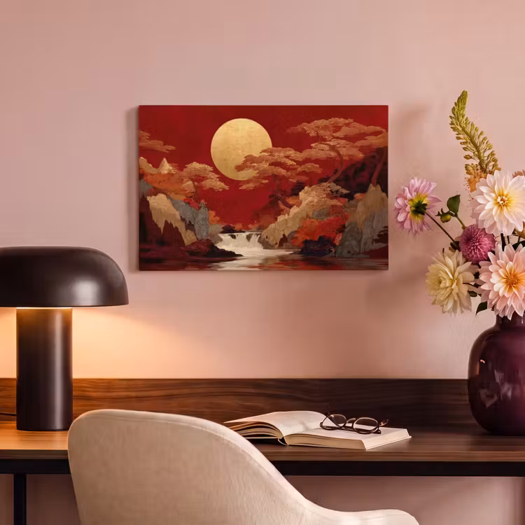 Canvas schilderij - Volle maan - Landschap - Waterval — 4