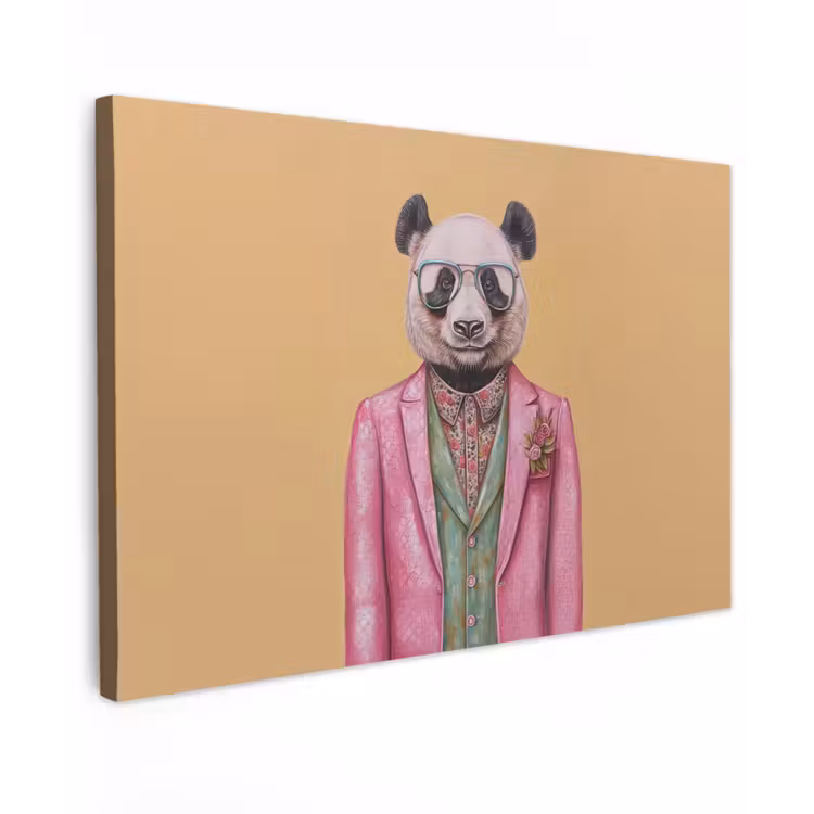 Canvas schilderij - Panda - Pak - Zonnebril - Blauw — 1