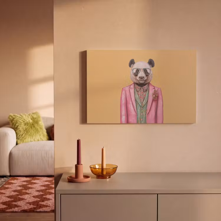 Canvas schilderij - Panda - Pak - Zonnebril - Blauw — 2