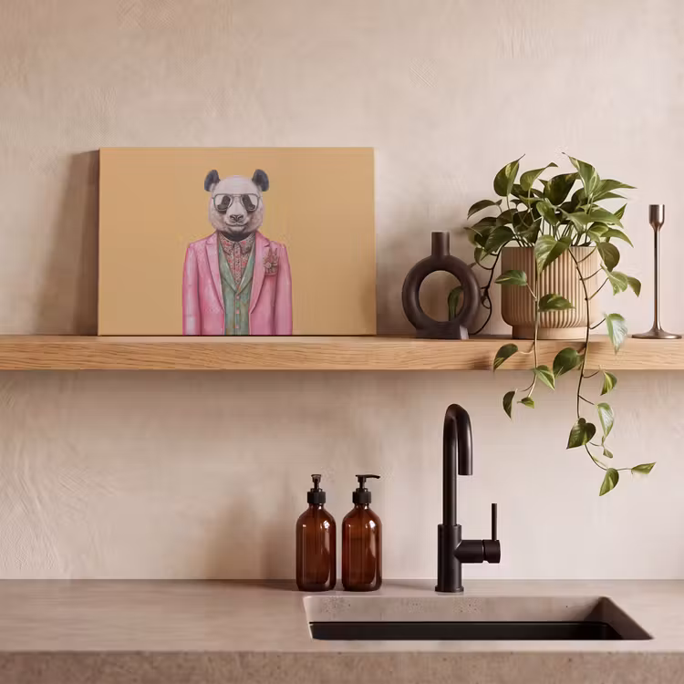 Canvas schilderij - Panda - Pak - Zonnebril - Blauw — 3