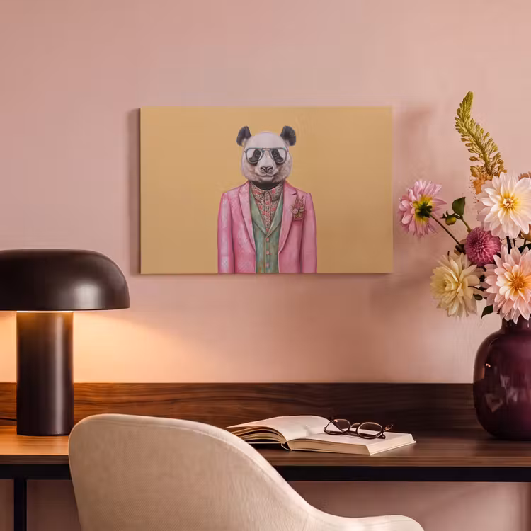 Canvas schilderij - Panda - Pak - Zonnebril - Blauw — 4