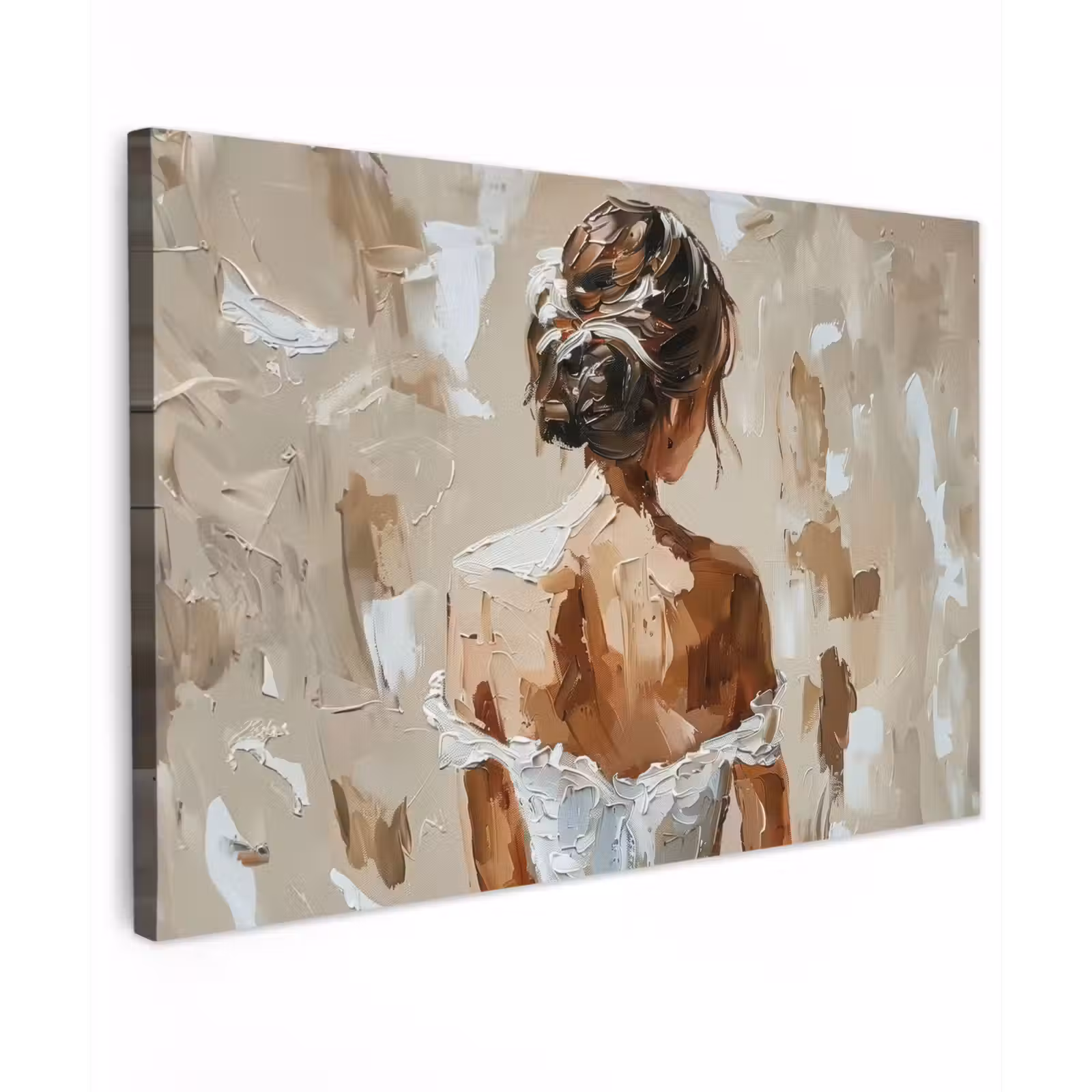 Canvas schilderij - Vrouw - Verf - Abstract - Beige - Modern — 1