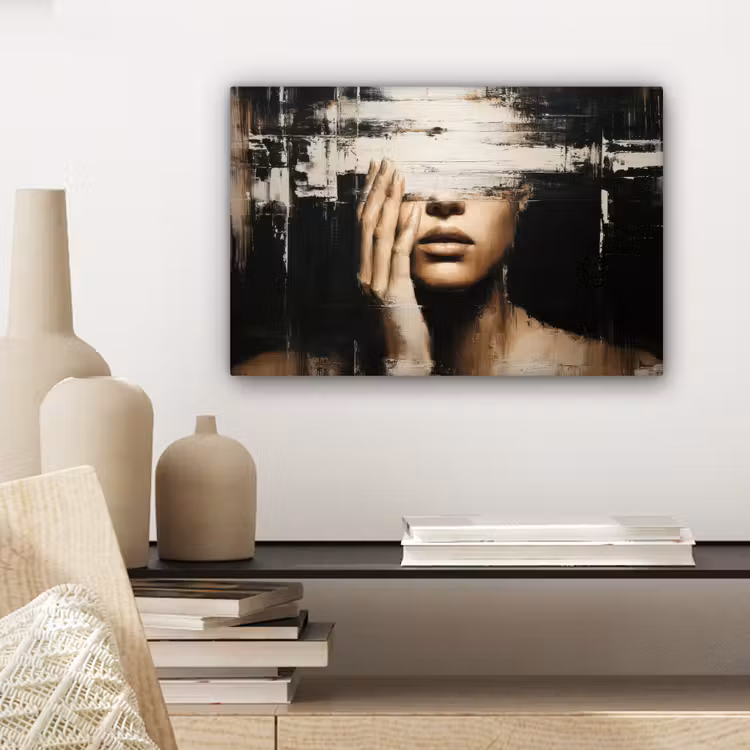Canvas schilderij - Hand - Gezicht - Strepen - Abstract — 5