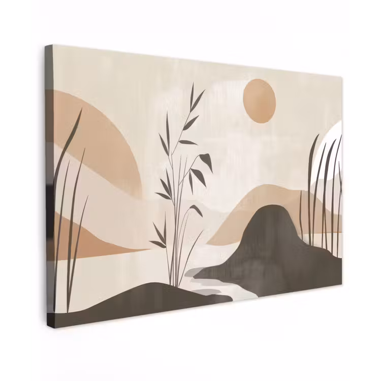 Canvas schilderij - Japandi - Landschap - Beige — 1