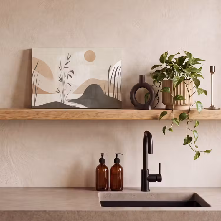 Canvas schilderij - Japandi - Landschap - Beige — 3