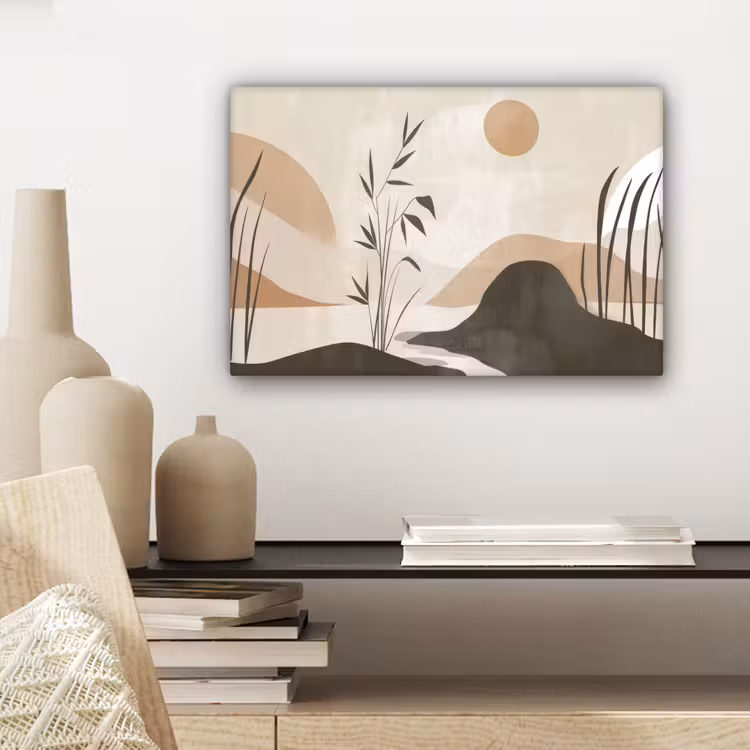 Canvas schilderij - Japandi - Landschap - Beige — 5
