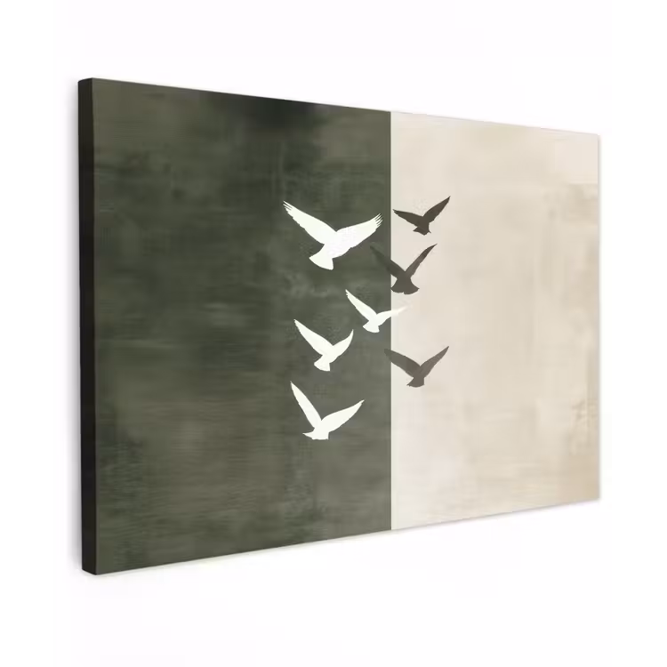 Canvas schilderij - Japandi - Vogel - Groen — 1