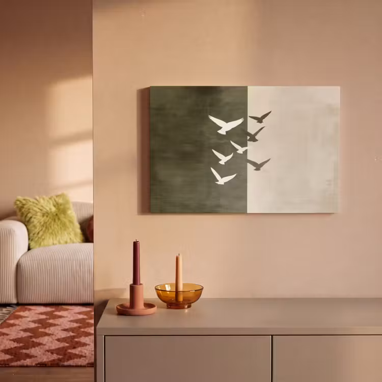 Canvas schilderij - Japandi - Vogel - Groen — 2