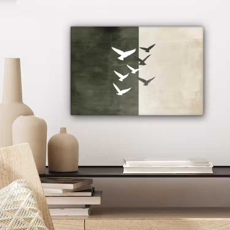 Canvas schilderij - Japandi - Vogel - Groen — 5
