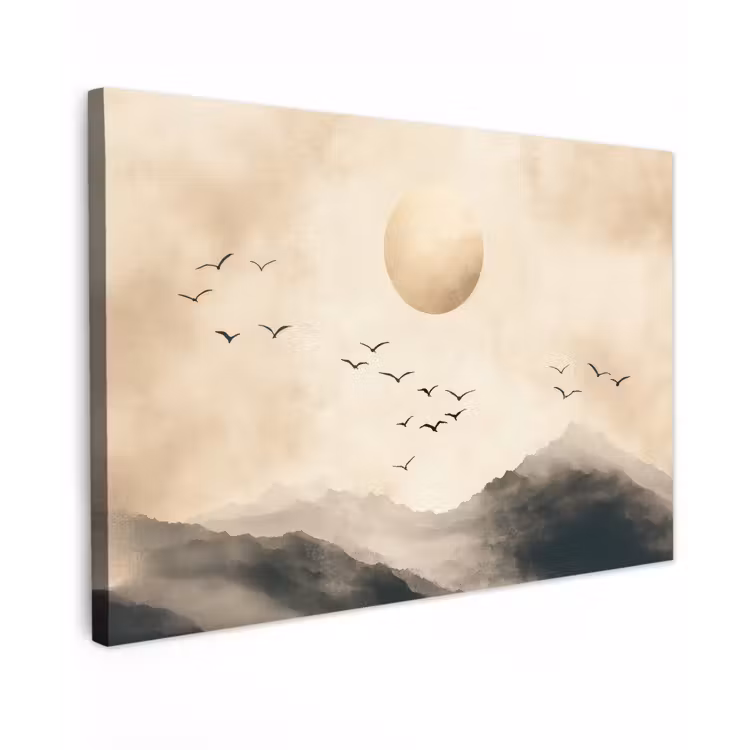 Canvas schilderij - Landschap - Japandi - vogel — 1