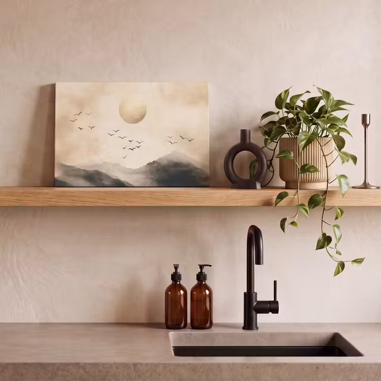 Canvas schilderij - Landschap - Japandi - vogel — 3