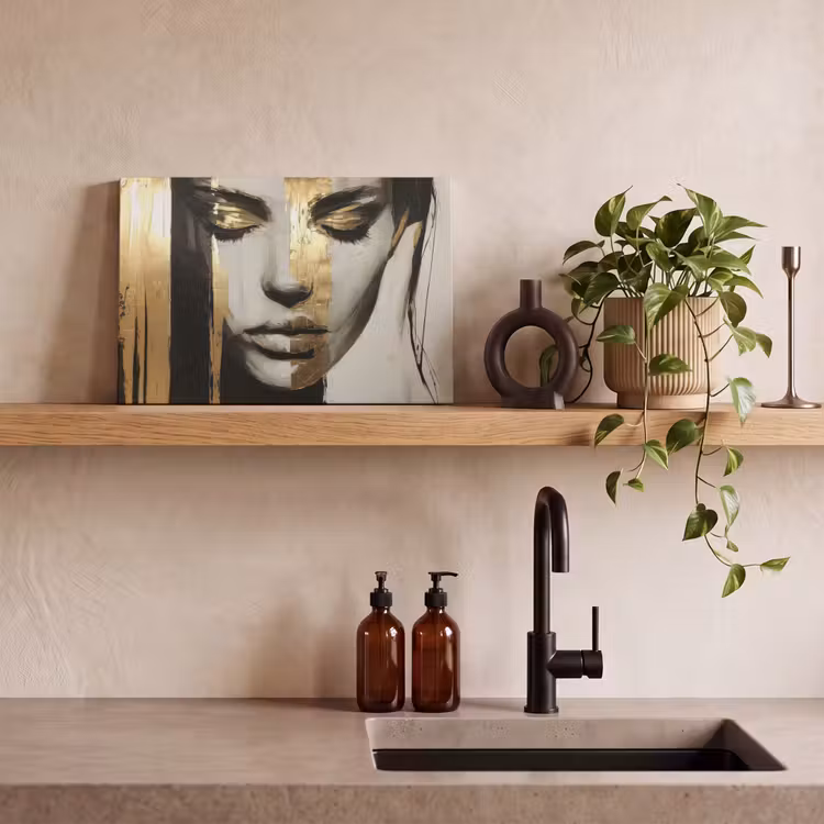 Canvas schilderij - Ogen - Gezicht - Goud - Strepen — 3