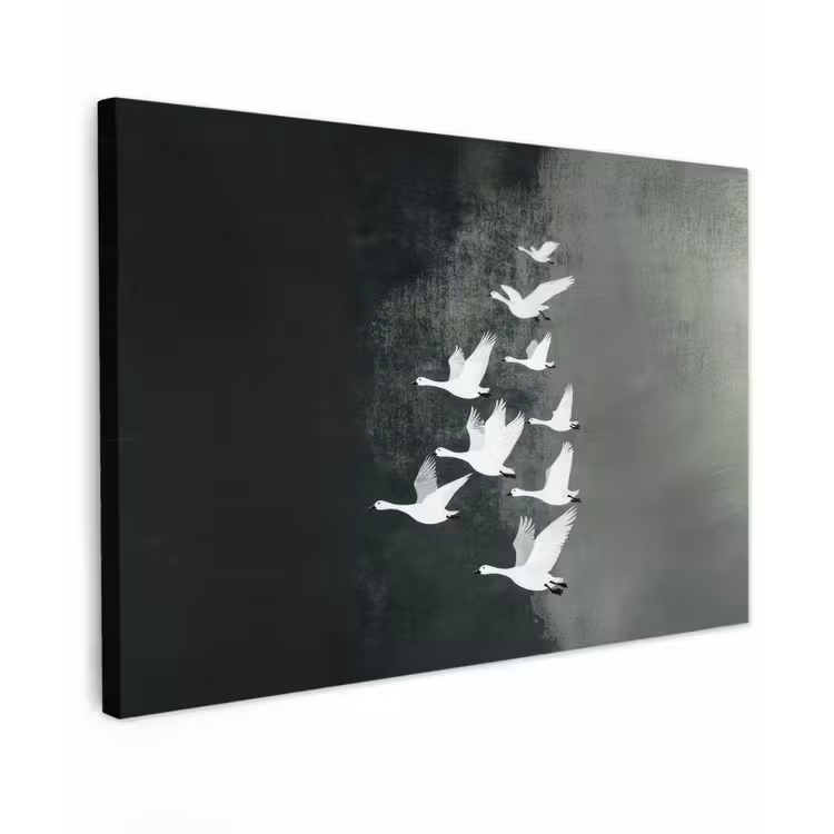Canvas schilderij - Vogel - Japandi - Groen — 1