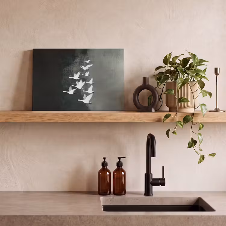 Canvas schilderij - Vogel - Japandi - Groen — 3