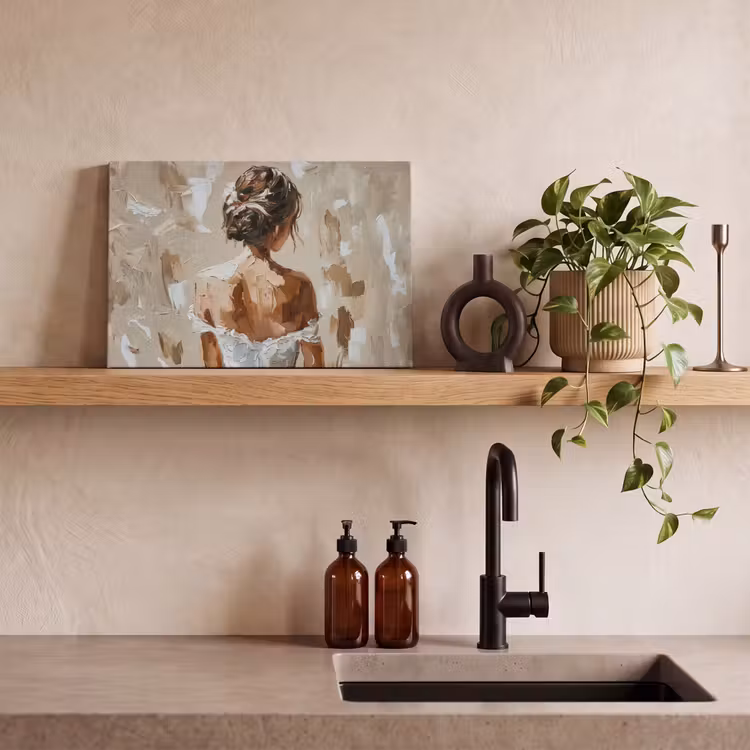 Canvas schilderij - Vrouw - Verf - Abstract - Beige - Modern — 3