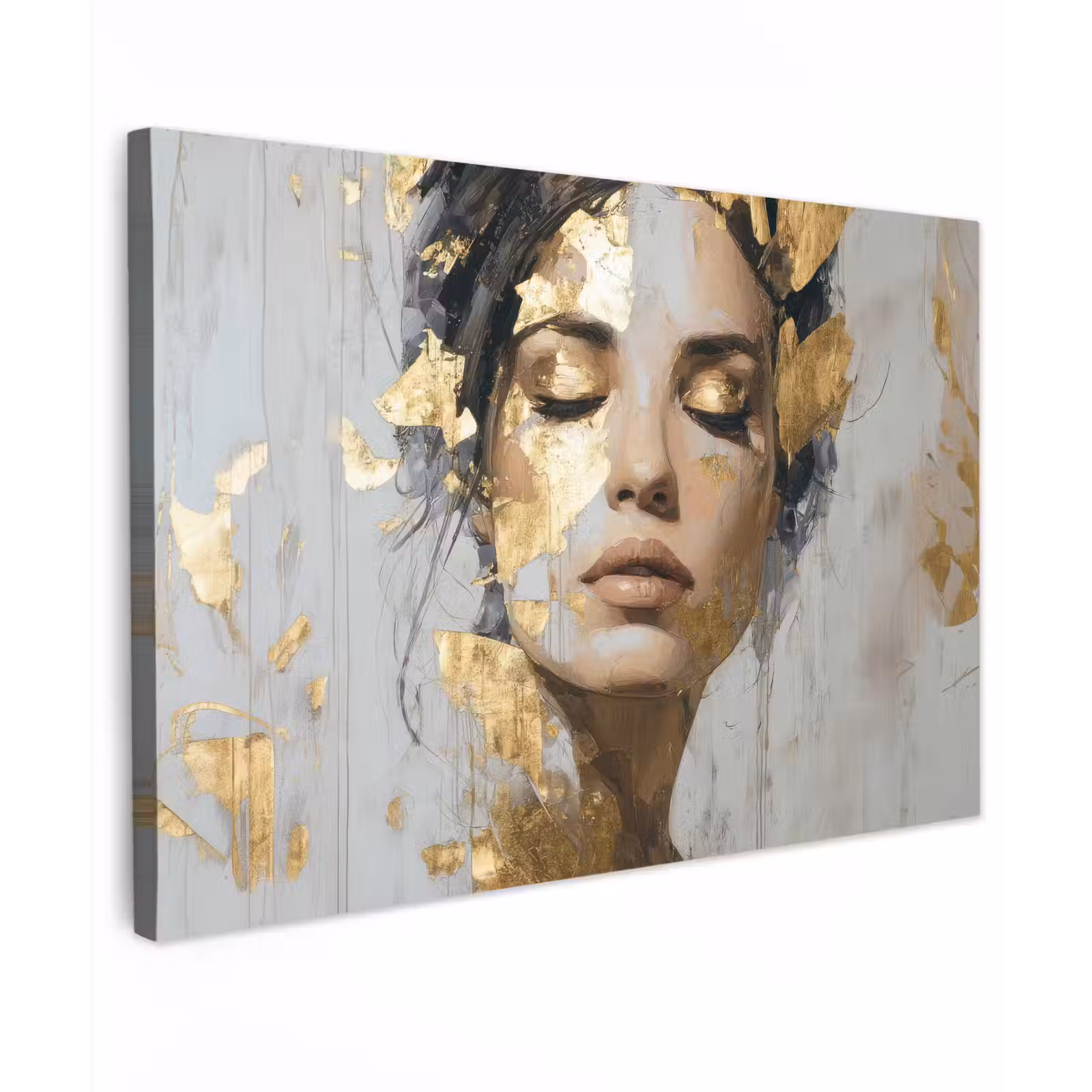 Canvas schilderij - Sierlijk - Vrouw - Goud - Ogen — 1