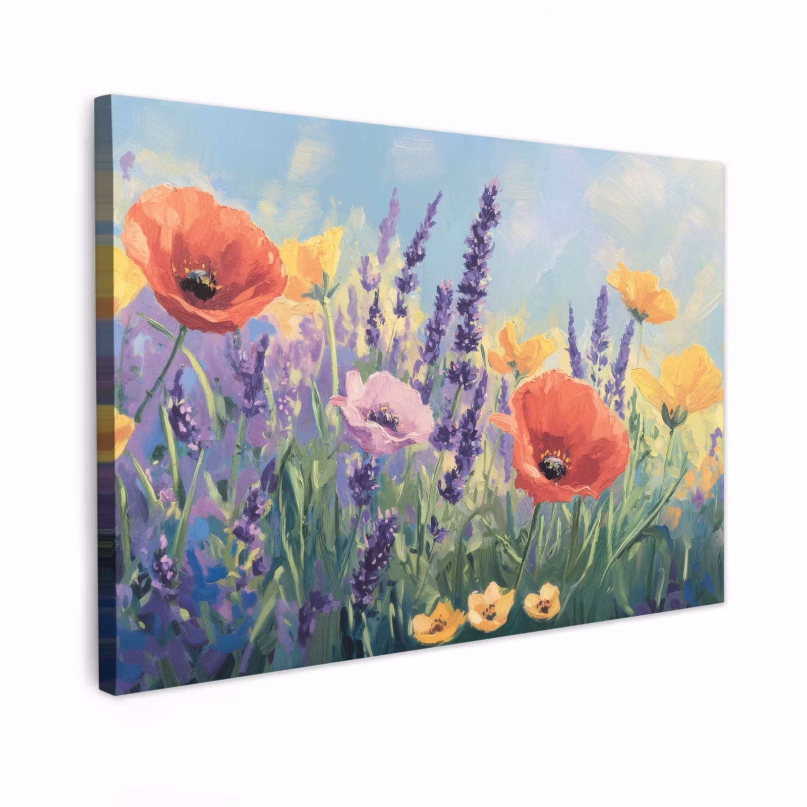 Canvas schilderij - Weide - Bloemen - Kleurrijk — 1