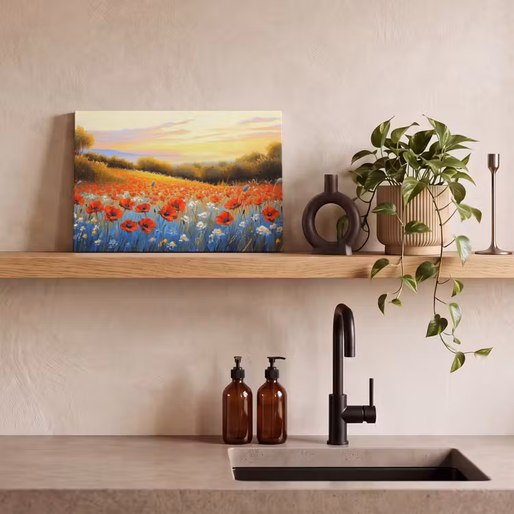 Canvas schilderij - Klaproos - Bloemenveld - Kleurrijk — 3