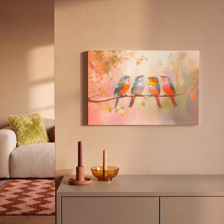 Canvas schilderij - Vogels - Kleurrijk - Tak — 2