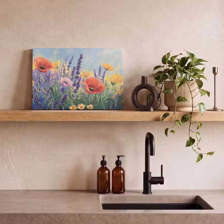 Canvas schilderij - Weide - Bloemen - Kleurrijk — 3