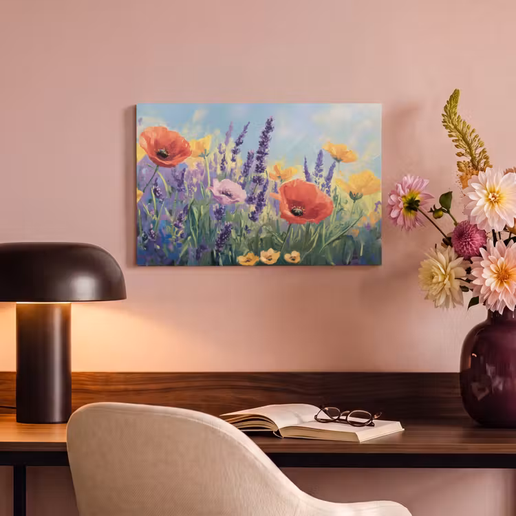 Canvas schilderij - Weide - Bloemen - Kleurrijk — 4