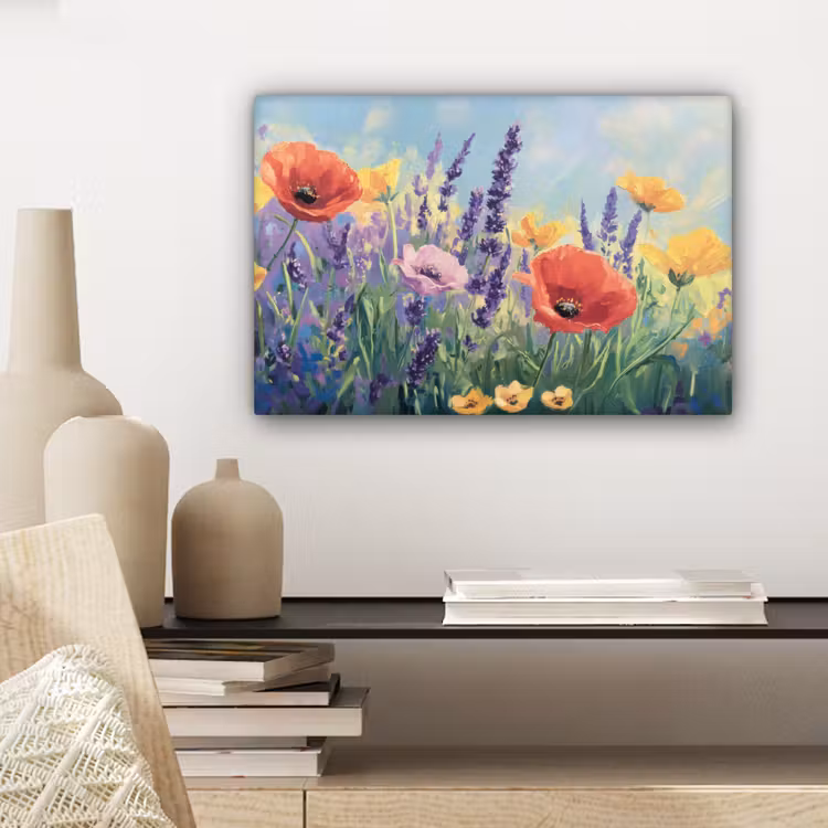 Canvas schilderij - Weide - Bloemen - Kleurrijk — 5