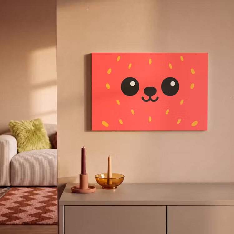 Canvas schilderij - Kat - Aardbei - Cartoon — 2