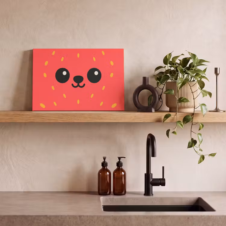 Canvas schilderij - Kat - Aardbei - Cartoon — 3