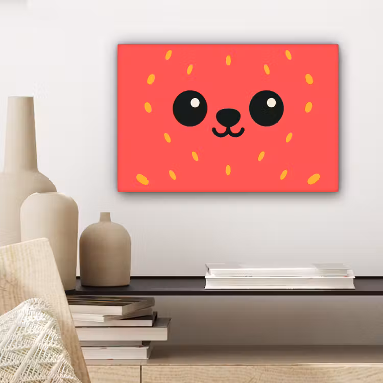 Canvas schilderij - Kat - Aardbei - Cartoon — 5