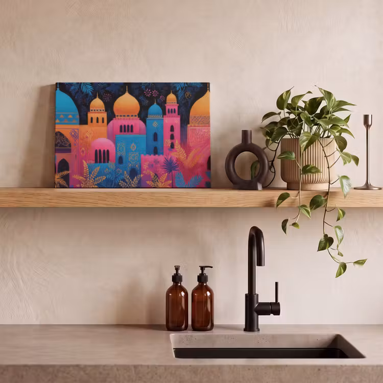 Canvas schilderij - Kleurrijk - Stad - Nacht - Islamitisch — 3