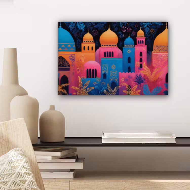 Canvas schilderij - Kleurrijk - Stad - Nacht - Islamitisch — 5