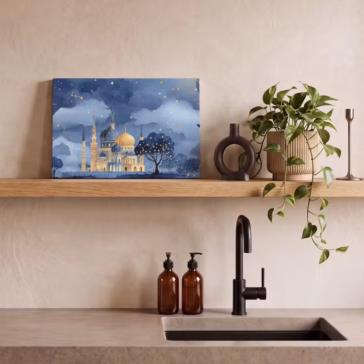 Canvas schilderij - Sterrenhemel - Goud - Moskee — 3