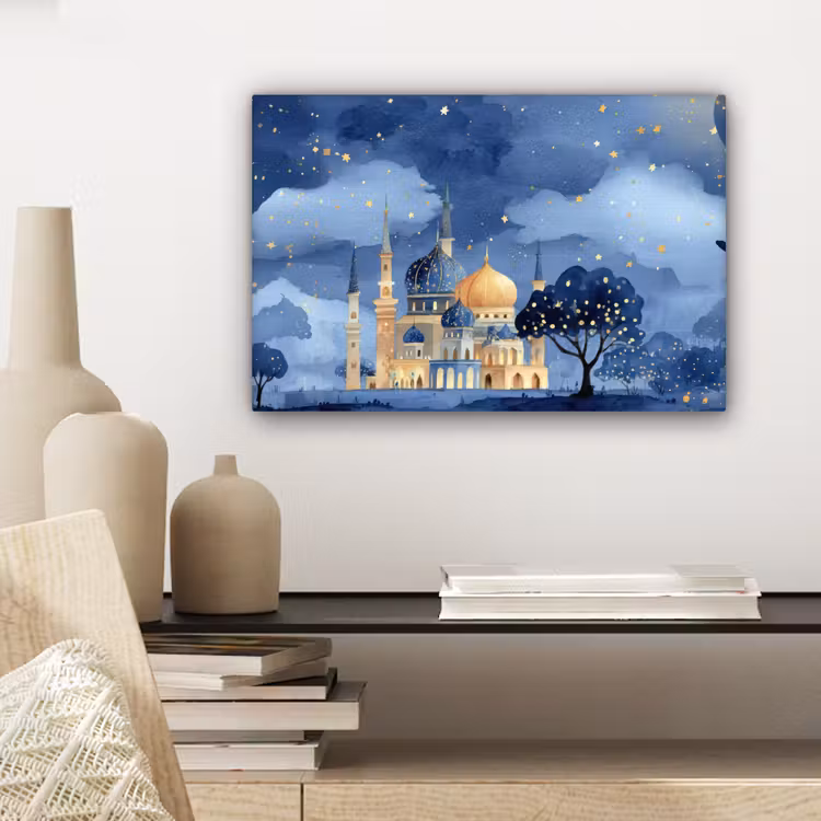 Canvas schilderij - Sterrenhemel - Goud - Moskee — 5