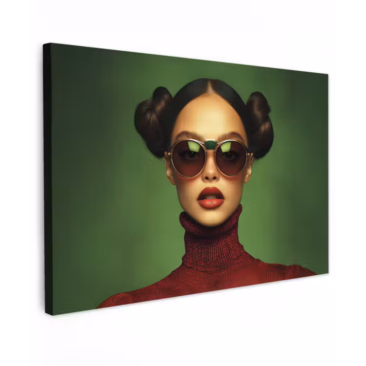 Canvas schilderij - Vrouw - Groen - Bril - Aesthetic - Modern — 1