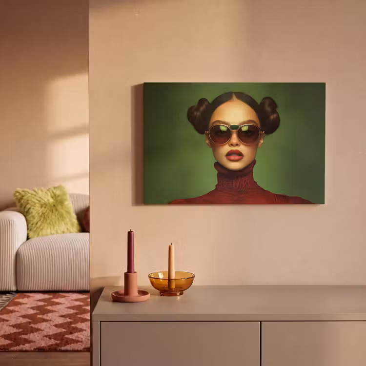 Canvas schilderij - Vrouw - Groen - Bril - Aesthetic - Modern — 2