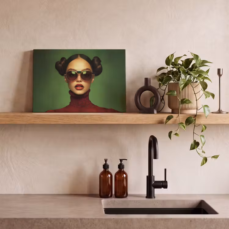 Canvas schilderij - Vrouw - Groen - Bril - Aesthetic - Modern — 3