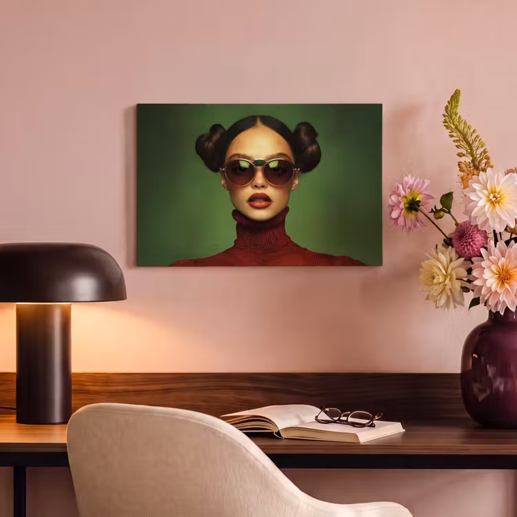 Canvas schilderij - Vrouw - Groen - Bril - Aesthetic - Modern — 4