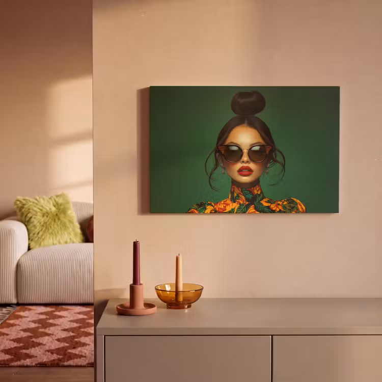 Canvas schilderij - Vrouw - Groen - Modern - Bril - Abstract — 2