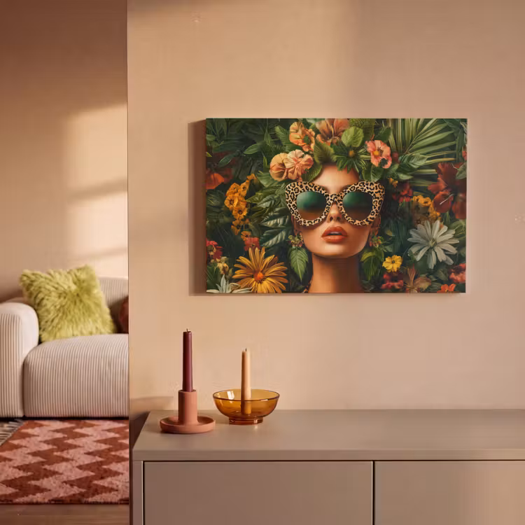 Canvas schilderij - Vrouw - Panterprint - Jungle - Natuur - Luxe — 2